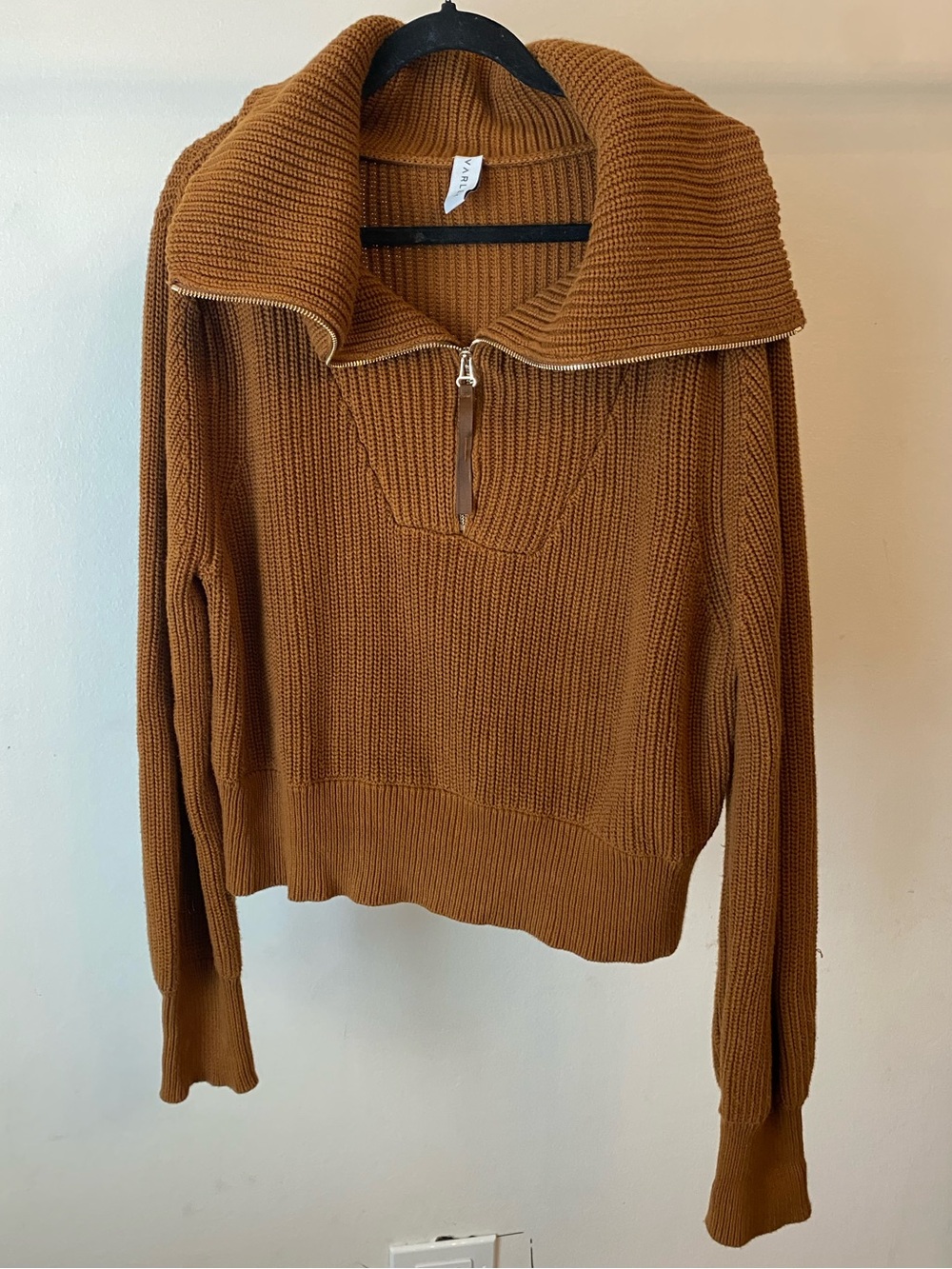 Varley Chunky Half-Zip Turtleneck Sweater - Camel